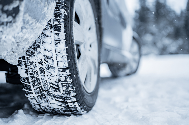 Car driving in snow