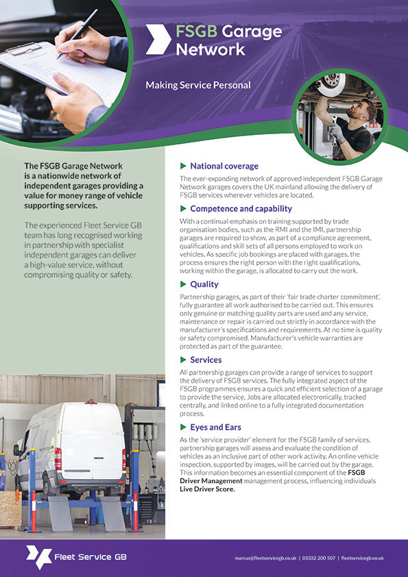 Service leaflet- Garage Network