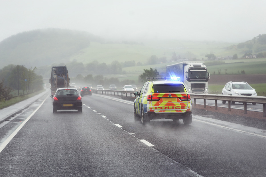 police on UK motorway