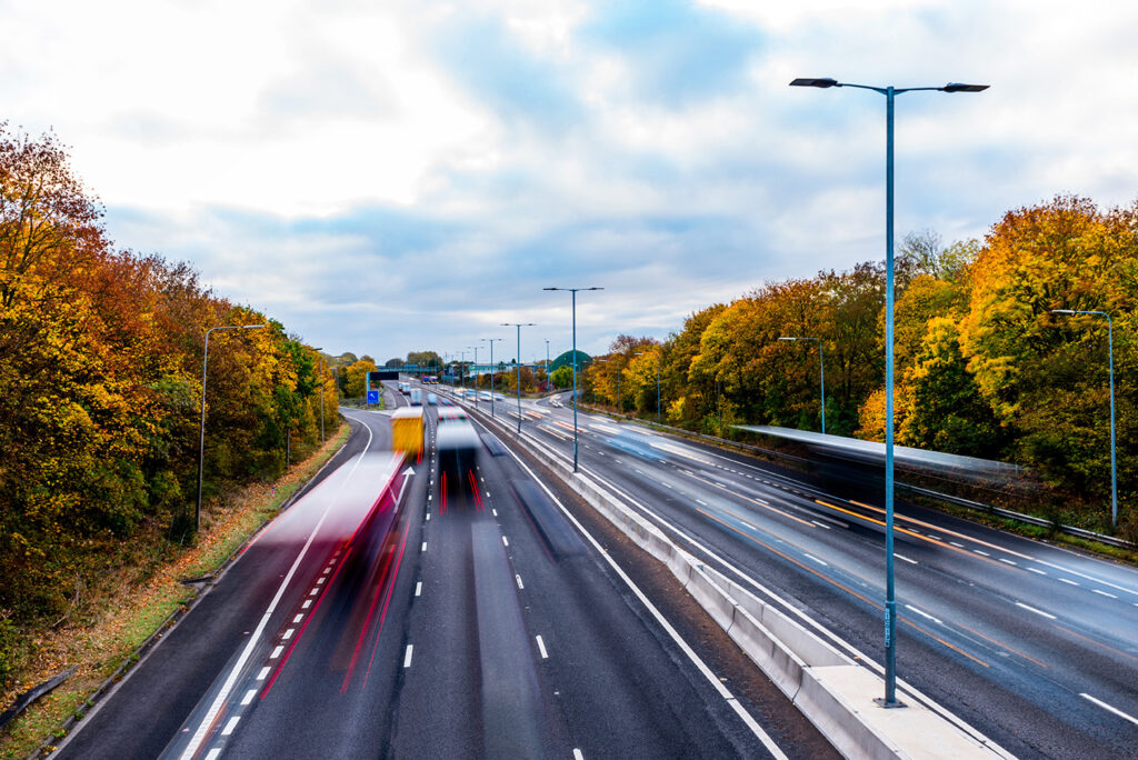 Uk road in autumn