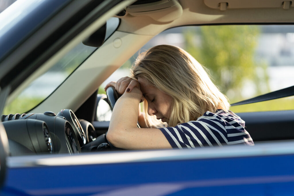 Stressed women driving