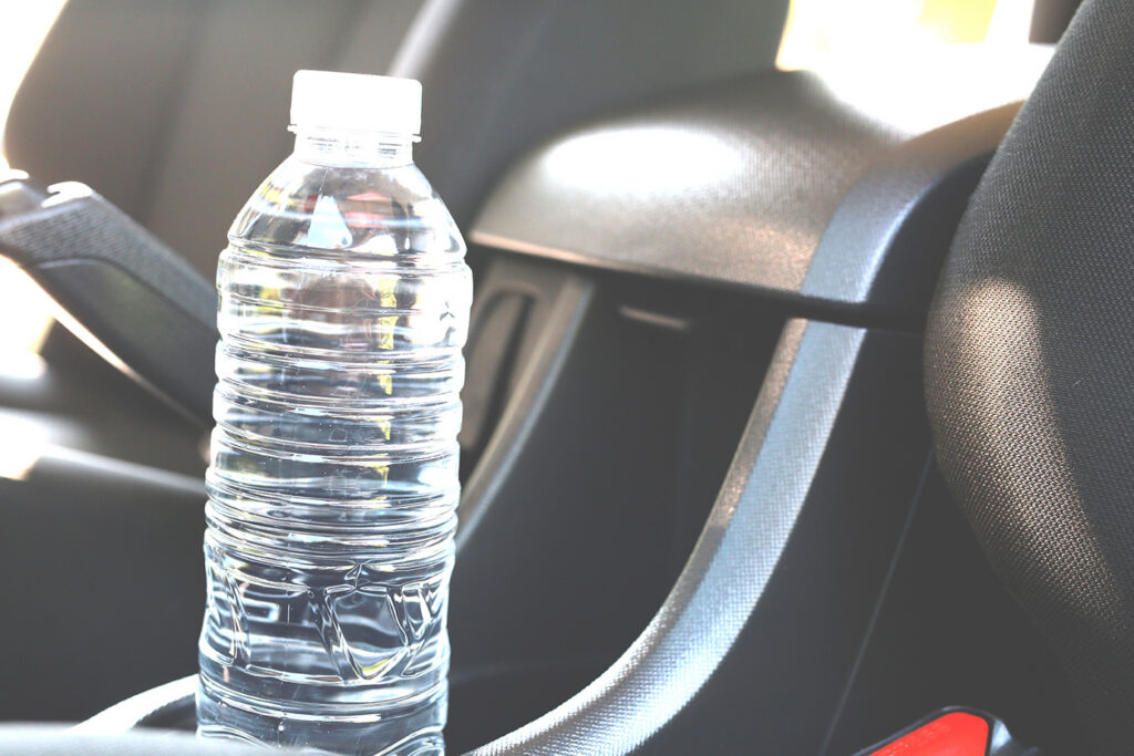 Water bottle in vehicle