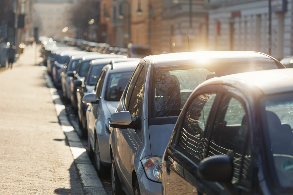 cars parked on side of road